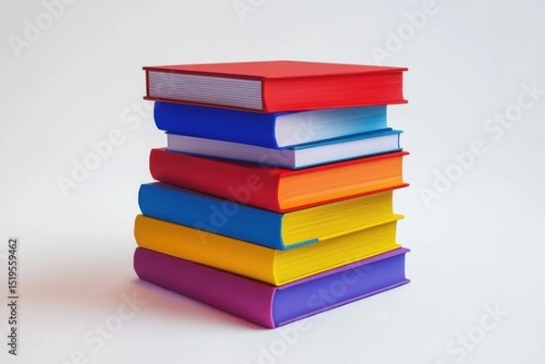 Fototapeta Stack of colorful books on white background.