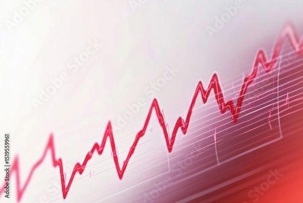 Fototapeta Abstract red stock market graph showing growth.