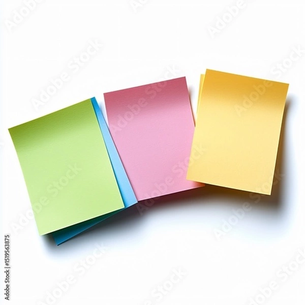 Fototapeta Colorful sticky notes for creative planning and organization office space photo bright environment top-down view visual concept