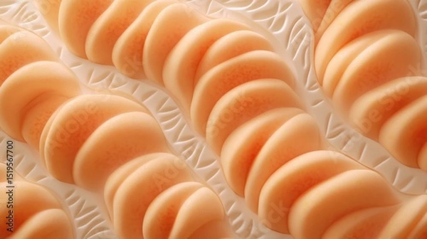 Obraz Close up of curvy, peach shapes over textured background with repeating triangle patterns