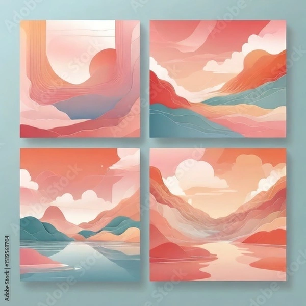 Fototapeta set of banners with clouds