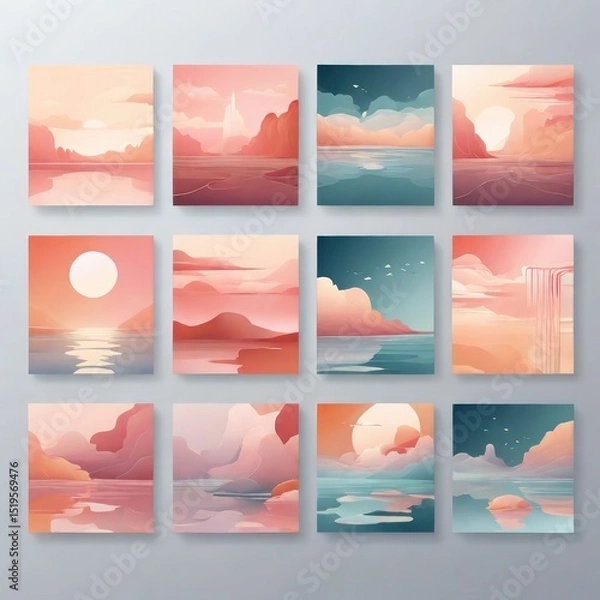 Fototapeta set of banners with clouds