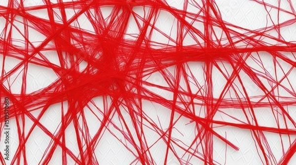 Obraz Abstract tangled red lines intersecting on a slightly textured white background