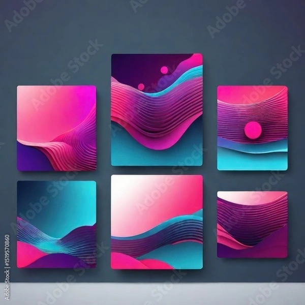 Fototapeta set of colorful business cards vector