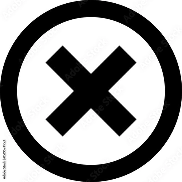 Obraz Black Circular X Cross Delete Close Vector Icon