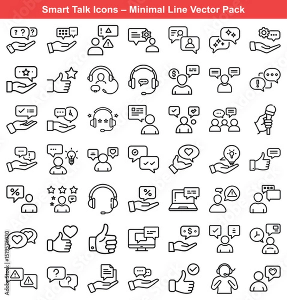Fototapeta Smart Talk Icons Illustrating Communication, Feedback, and Support Services with Minimalist Line Designs