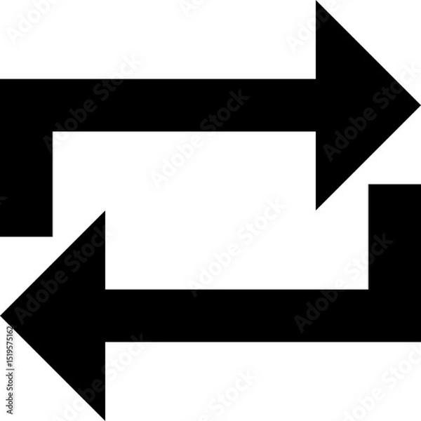 Obraz Black Bidirectional Transfer Arrow Vector Icon