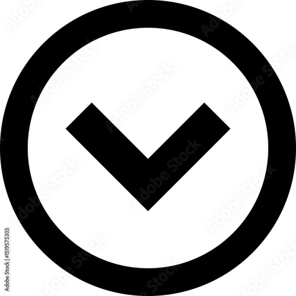 Obraz Down Arrow Circle Icon - Expand Dropdown Navigation Vector Symbol