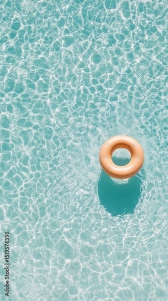Fototapeta Bright colorful summer pool — top view with copy space for refreshing summer vibes and mockups, in minimalist style