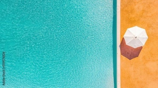 Fototapeta Bright colorful summer pool — top view with copy space for refreshing summer vibes and mockups, in minimalist style