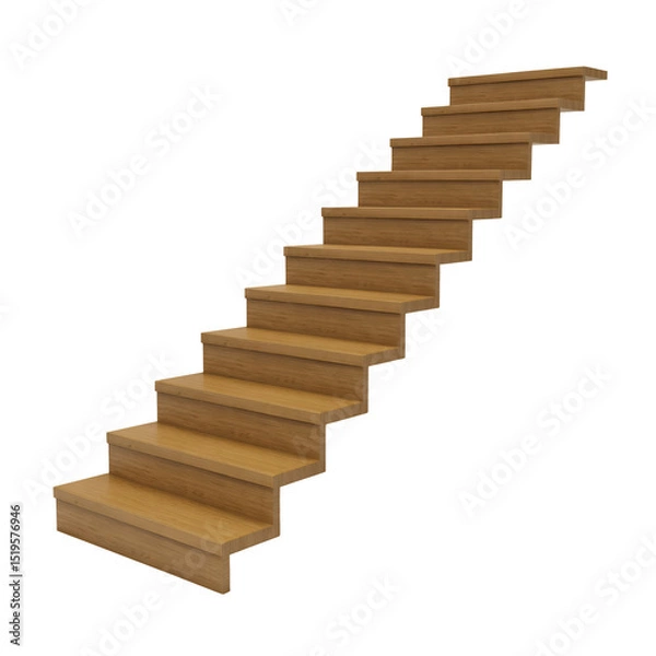 Fototapeta Empty stairs isolated on transparent background. Step staircase climbing upward concept.