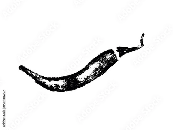 Fototapeta Charcoal style vector doodle chili pepper and jalapeno. Hand drawn symbol for food labels, cosmetic packaging, kitchen decor, and extended license design projects.