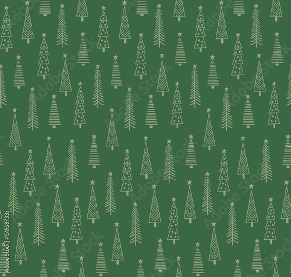 Obraz Seamless Christmas Tree Pattern For Gift Wrap And Fabric Print