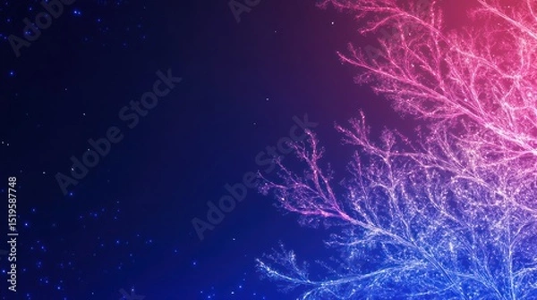 Obraz Abstract tree branches in vibrant colors against a night sky