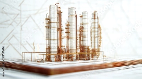 Obraz 3D model of an oil refinery