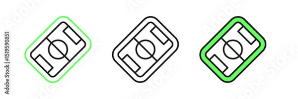 Fototapeta Set line Football or soccer field icon isolated on white background. Vector