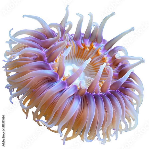 Fototapeta Colorful Sea Anemone With Tentacles In The Dark Backdrop. Exotic Marine Invertebrate.