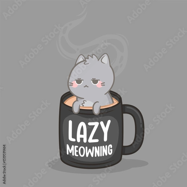 Obraz cute lazy sleepy cat in the coffee mug