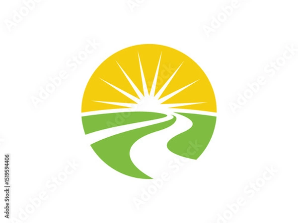 Obraz pathway and sun logo images vector template