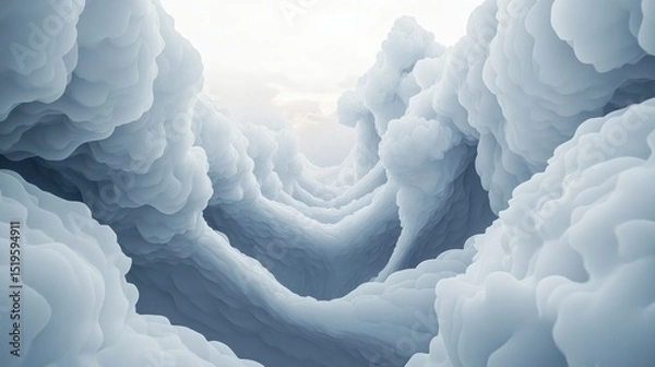 Obraz Abstract landscape with layered white & blue textures; resembles clouds or ice