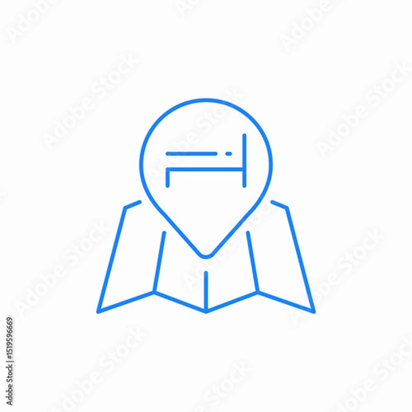 Fototapeta bed map location icon sign vector