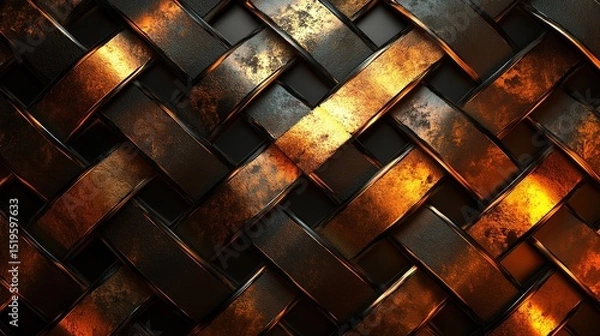 Obraz A 3D-rendered geometric tessellation pattern with metallic reflections.