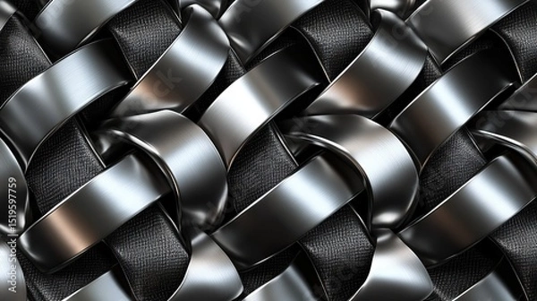 Obraz A 3D-rendered geometric tessellation pattern with metallic reflections.