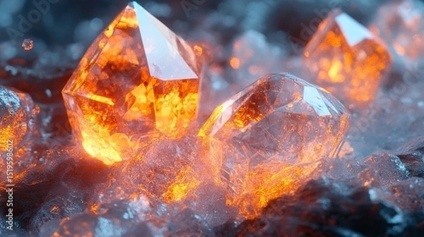 Obraz A sci-fi inspired 3D design with crystalline geometric formations and glowing energy.