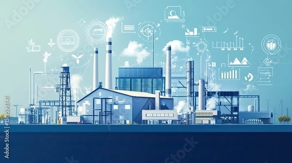 Obraz A smart factory powered by renewable energy and IoT-based automation.