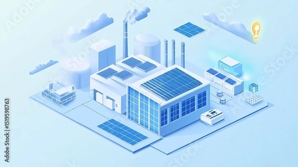 Obraz A smart factory powered by renewable energy and IoT-based automation.