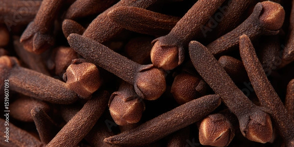 Obraz Cloves are shown in a close-up, highlighting their textured surface and unique shape. Spices and flavoring ingredients