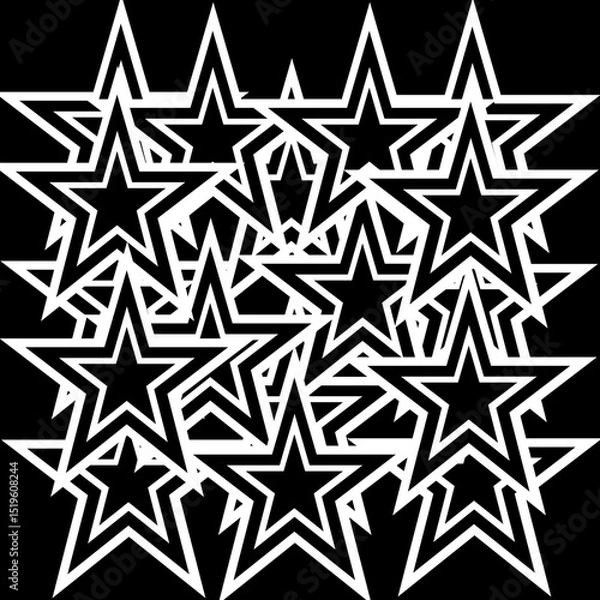 Obraz Abstract background of stars in black and white colors