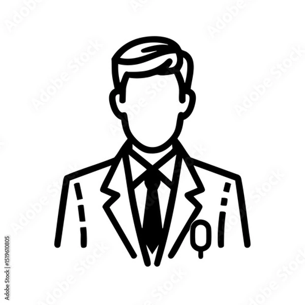 Fototapeta linear vector illustration of a man in a business suit in a minimalist style