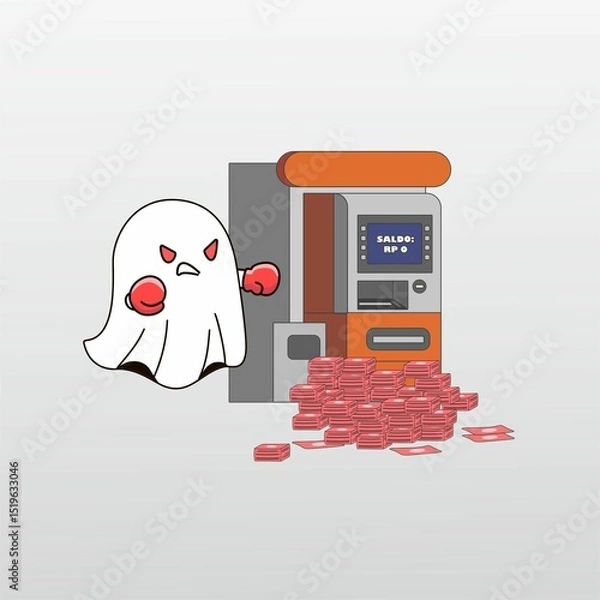 Obraz Funny Ghost Hitting ATM Machine