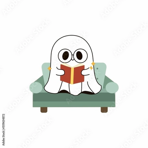 Obraz Cute Ghost Reading a Book