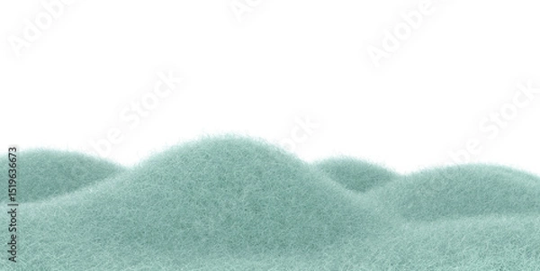 Obraz Cartoon white show hills landscape from fur or felt material. 3d illustration of cute soft child toy. Realistic creative render element.