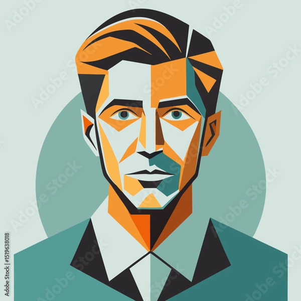 Fototapeta  Abstract male portrait in colorful geometric vector style
