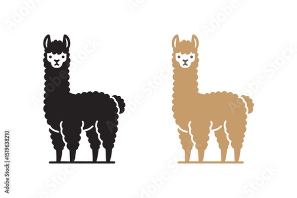 Fototapeta Cute alpaca animal silhouette. Alpaca vector icon isolated on flat background.