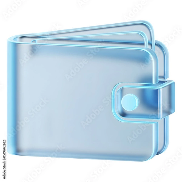 Fototapeta Transparent Blue Wallet 3D Render Digital Asset