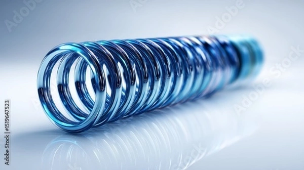 Fototapeta Elegant blue spiral design on a pristine white background, captivating abstract visual