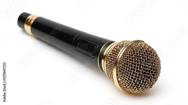 Fototapeta Professional microphone on white background, highquality audio recording for podcasts, broadcasting, and music