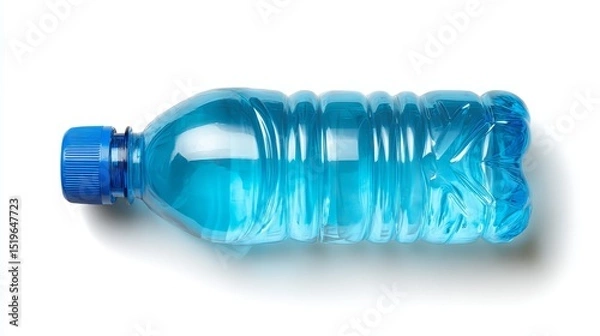 Fototapeta Cool blue hydration, closeup of reusable water bottle with matching cap for refreshing drinks