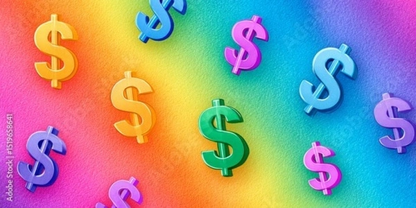 Fototapeta a watercolor financial success concept with warm tones and floating currency symbols