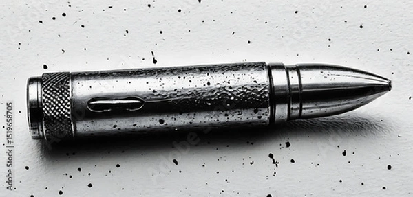 Fototapeta Bullet casing with gritty stipple texture and smeared photocopy shadows
