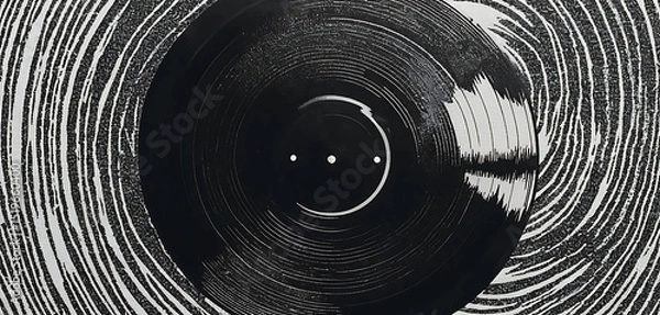 Fototapeta Vinyl record scratch in stipple detail with zine photocopy noise pattern
