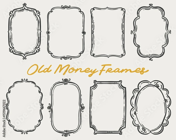 Fototapeta Beautiful Old Money, Whimsical Frames Vector Set