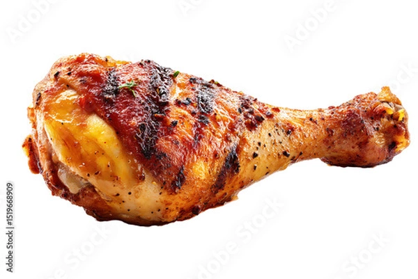 Obraz Roasted chicken drumstick food on transparent background