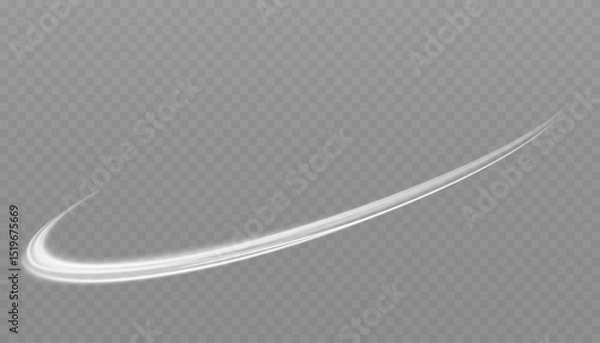 Fototapeta White glowing shiny lines effect. Set of glowing ellipses in speed shape. Imitation of the exit of cold air. Light trail wave, fire path trace line and incandescence curve twirl.