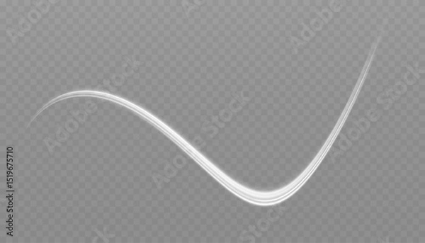 Fototapeta White glowing shiny lines effect. Set of glowing ellipses in speed shape. Imitation of the exit of cold air. Light trail wave, fire path trace line and incandescence curve twirl.