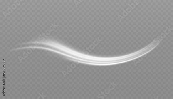 Fototapeta White glowing shiny lines effect. Set of glowing ellipses in speed shape. Imitation of the exit of cold air. Light trail wave, fire path trace line and incandescence curve twirl.